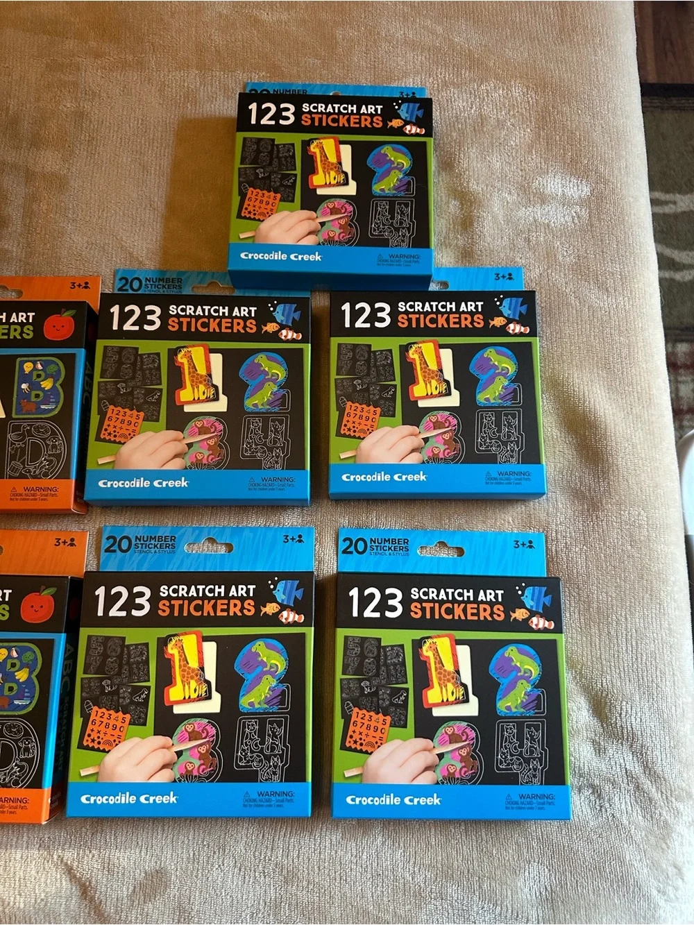ABC & 123 Scratch Art Stickers - Assorted Blue & Green